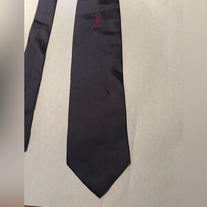 Emporio Armani Black Tie with Red Ribbon Accent
